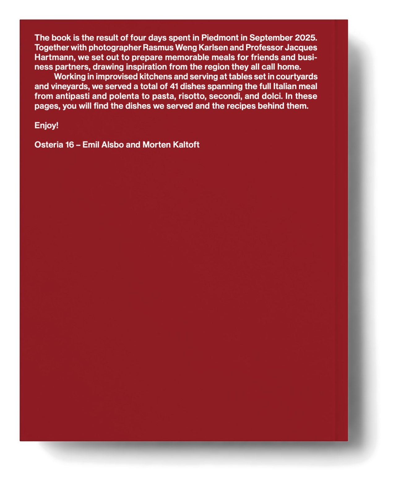 Osteria 16 in Piemonte, back cover
